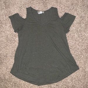 Green Cut-out Shoulder T-shirt